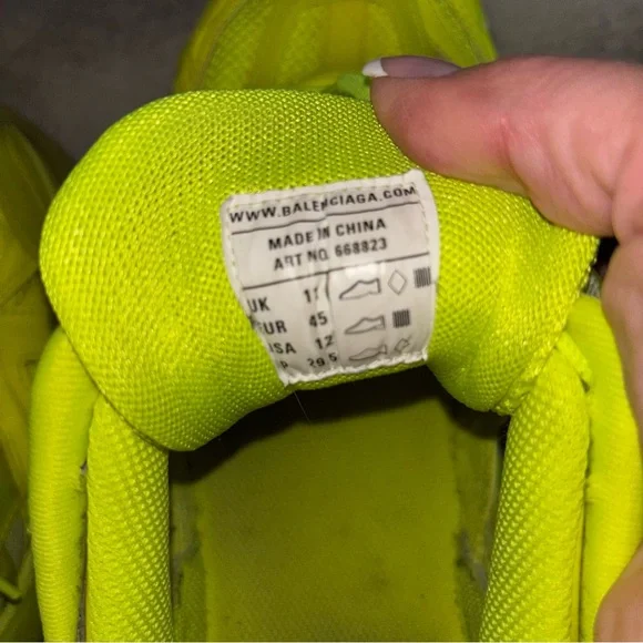 Balenciaga Track 2.0 Neon Yellow Rare Clear Sole Sneakers Men’s 12